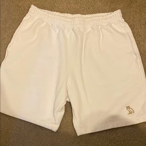 OVO White Athletic Shorts with Gold Logo